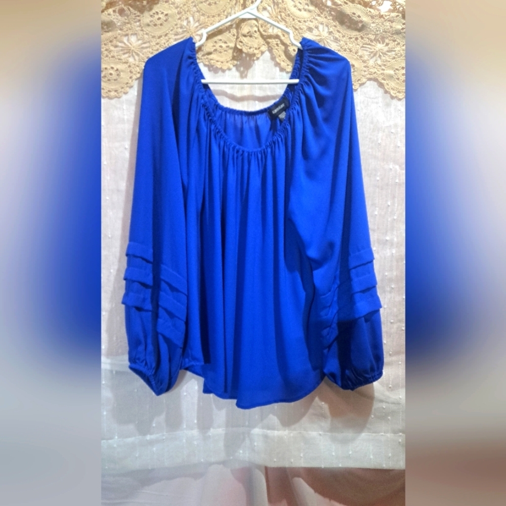 Karen Kane Vibrant Blue Gathered Blouse